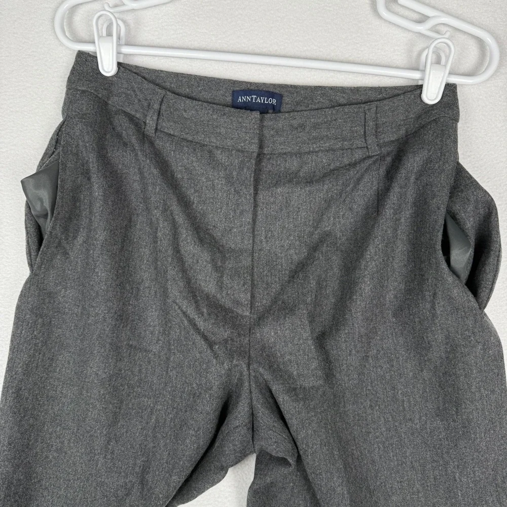 Ann Taylor Gray Wool Cashmere Blend Cuffed Straight Leg Dress Pants Womens 8